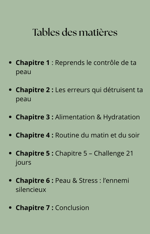 Reprends le contrôle de ta peau – Guide 21 jours